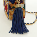 CHANEL Matelasse Chain Shoulder Bag Silk Multicolor Gold CC Auth 172070SAV-14