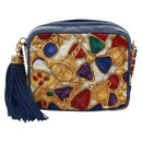 CHANEL Matelasse Chain Shoulder Bag Silk Multicolor Gold CC Auth 172070SAV-2