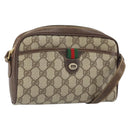 GUCCI GG Supreme Web Sherry Line Bag PVC Beige Gold 116 02 089 Auth 172071-1