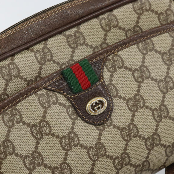 GUCCI GG Supreme Web Sherry Line Bag PVC Beige Gold 116 02 089 Auth 172071