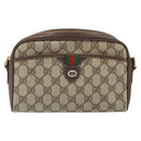 GUCCI GG Supreme Web Sherry Line Bag PVC Beige Gold 116 02 089 Auth 172071-13