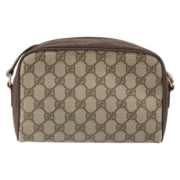 GUCCI GG Supreme Web Sherry Line Bag PVC Beige Gold 116 02 089 Auth 172071