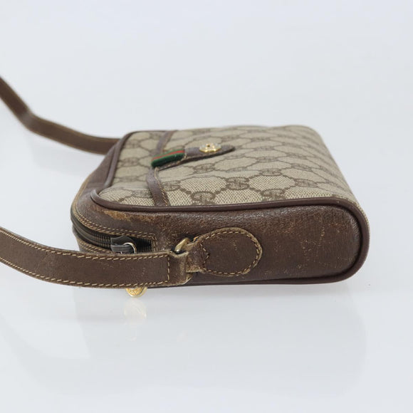 GUCCI GG Supreme Web Sherry Line Bag PVC Beige Gold 116 02 089 Auth 172071