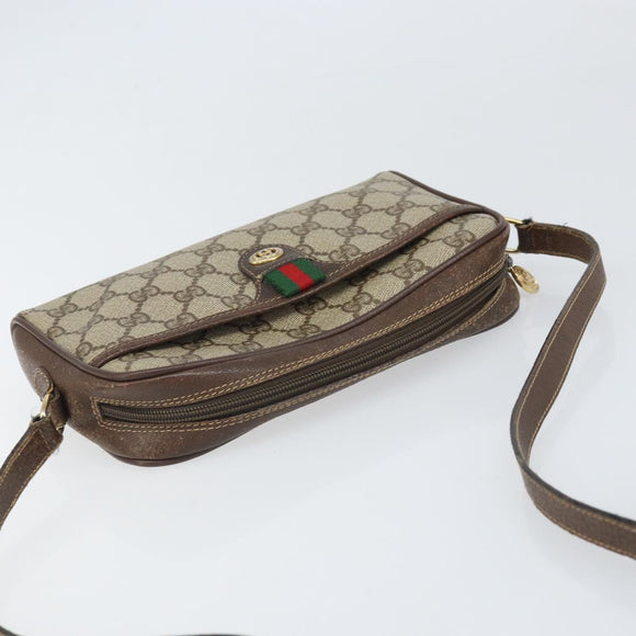 GUCCI GG Supreme Web Sherry Line Bag PVC Beige Gold 116 02 089 Auth 172071