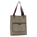GUCCI GG Supreme Web Sherry Line Tote Bag PVC Beige Red 39 02 003 Auth 172074-1