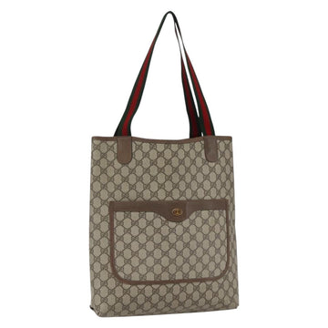GUCCI GG Supreme Web Sherry Line Tote Bag PVC Beige Red 39 02 003 Auth 172074