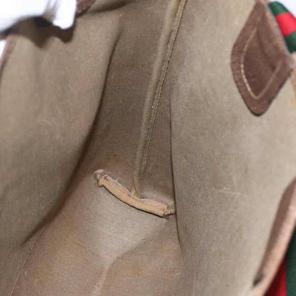 GUCCI GG Supreme Web Sherry Line Tote Bag PVC Beige Red 39 02 003 Auth 172074