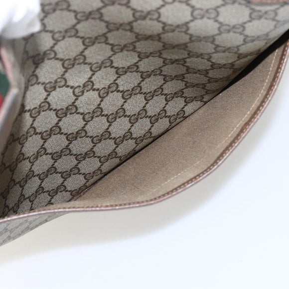 GUCCI GG Supreme Web Sherry Line Tote Bag PVC Beige Red 39 02 003 Auth 172074