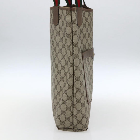 GUCCI GG Supreme Web Sherry Line Tote Bag PVC Beige Red 39 02 003 Auth 172074