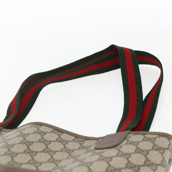 GUCCI GG Supreme Web Sherry Line Tote Bag PVC Beige Red 39 02 003 Auth 172074
