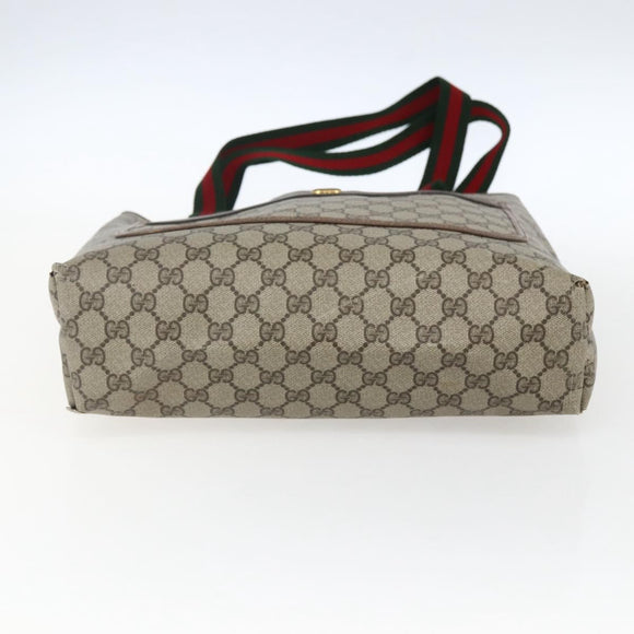 GUCCI GG Supreme Web Sherry Line Tote Bag PVC Beige Red 39 02 003 Auth 172074