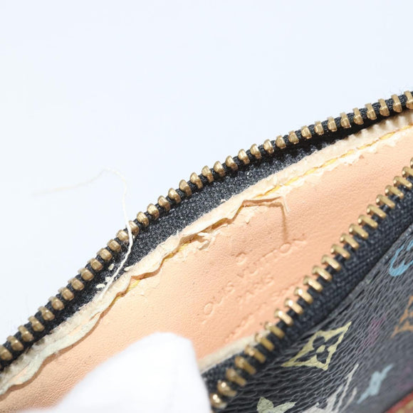 LOUIS VUITTON Multicolor Pochette Cles Coin Purse Black M13664 LV Auth 172076
