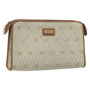 Christian Dior Honeycomb Canvas Clutch Bag PVC Beige Gold Auth 172084-1