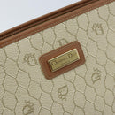 Christian Dior Honeycomb Canvas Clutch Bag PVC Beige Gold Auth 172084-8