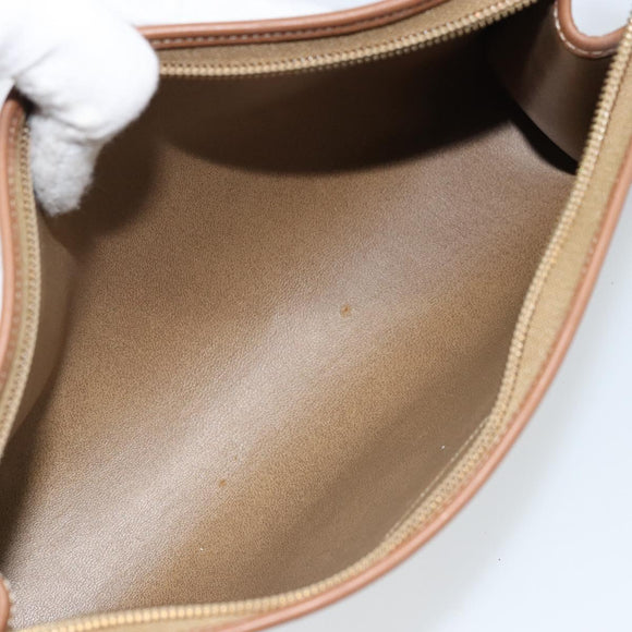 Christian Dior Honeycomb Canvas Clutch Bag PVC Beige Gold Auth 172084
