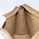 Christian Dior Honeycomb Canvas Clutch Bag PVC Beige Gold Auth 172084-12