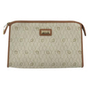 Christian Dior Honeycomb Canvas Clutch Bag PVC Beige Gold Auth 172084-13
