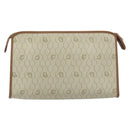 Christian Dior Honeycomb Canvas Clutch Bag PVC Beige Gold Auth 172084-2