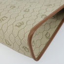 Christian Dior Honeycomb Canvas Clutch Bag PVC Beige Gold Auth 172084-7