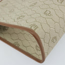 Christian Dior Honeycomb Canvas Clutch Bag PVC Beige Gold Auth 172084-14