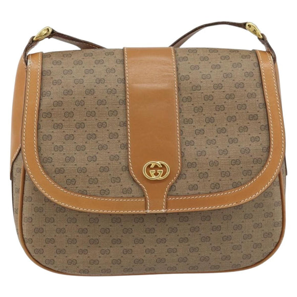 GUCCI Micro GG Supreme Shoulder Bag PVC Beige Gold 001 41 4425 Auth 172085