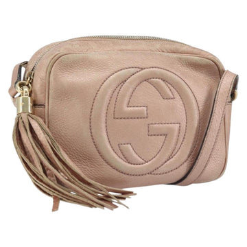 GUCCI Shoulder Bag Leather Pink Gold 308364 Auth 172086A