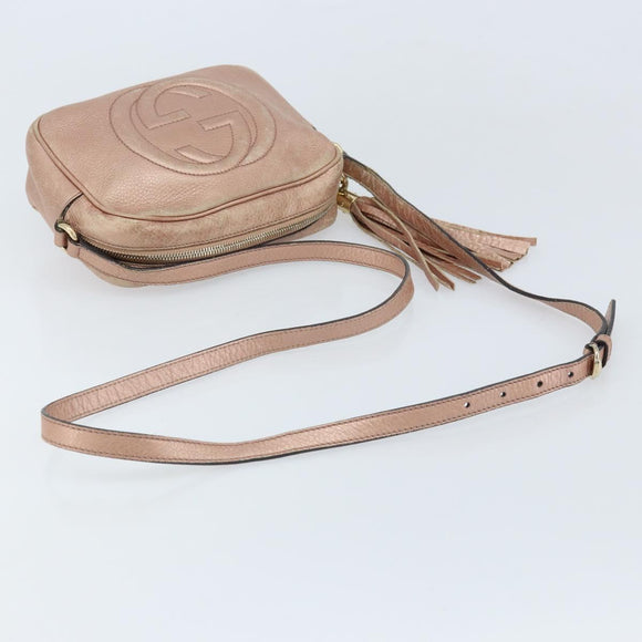 GUCCI Shoulder Bag Leather Pink Gold 308364 Auth 172086A