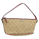 GUCCI GG Canvas Hand Bag Beige Silver 07198 Auth 172088-1