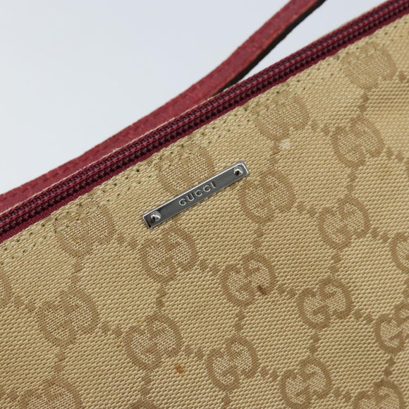 GUCCI GG Canvas Hand Bag Beige Silver 07198 Auth 172088