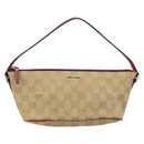 GUCCI GG Canvas Hand Bag Beige Silver 07198 Auth 172088-13
