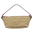 GUCCI GG Canvas Hand Bag Beige Silver 07198 Auth 172088-2