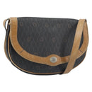 Christian Dior Honeycomb Canvas Shoulder Bag PVC Black Gold Auth 172089-1