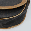 Christian Dior Honeycomb Canvas Shoulder Bag PVC Black Gold Auth 172089-9