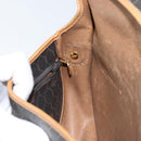 Christian Dior Honeycomb Canvas Shoulder Bag PVC Black Gold Auth 172089-20