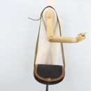 Christian Dior Honeycomb Canvas Shoulder Bag PVC Black Gold Auth 172089-21