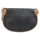 Christian Dior Honeycomb Canvas Shoulder Bag PVC Black Gold Auth 172089-2