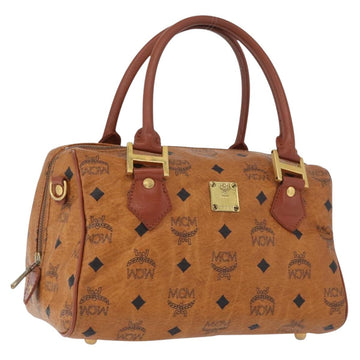 MCM Vicetos Logogram Hand Bag PVC Leather Brown Gold Auth 172090