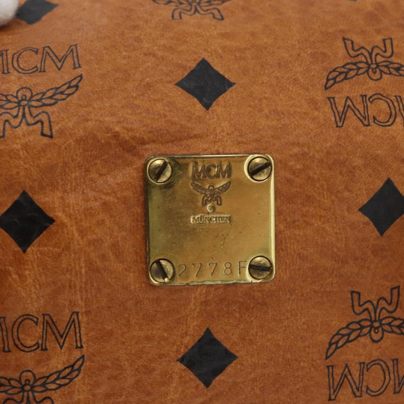 MCM Vicetos Logogram Hand Bag PVC Leather Brown Gold Auth 172090