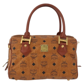 MCM Vicetos Logogram Hand Bag PVC Leather Brown Gold Auth 172090 - 0