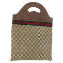GUCCI GG Supreme Web Sherry Line Hand Bag PVC Beige Red Green Auth 172091-1