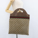 GUCCI GG Supreme Web Sherry Line Hand Bag PVC Beige Red Green Auth 172091-18