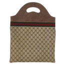 GUCCI GG Supreme Web Sherry Line Hand Bag PVC Beige Red Green Auth 172091-3