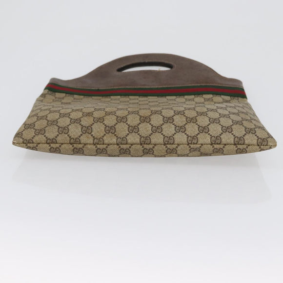GUCCI GG Supreme Web Sherry Line Hand Bag PVC Beige Red Green Auth 172091
