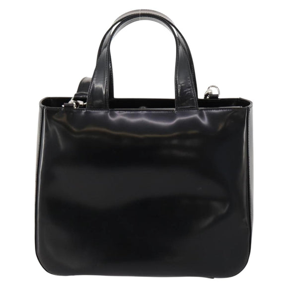 GUCCI Hand Bag Patent leather 2way Black Silver 000 1013 0504 Auth 172095