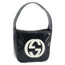 GUCCI Hand Bag Patent leather Black Silver 007 2046 0249 Auth 172096-1