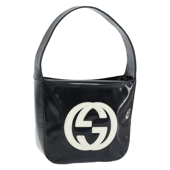 GUCCI Hand Bag Patent leather Black Silver 007 2046 0249 Auth 172096