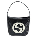GUCCI Hand Bag Patent leather Black Silver 007 2046 0249 Auth 172096-13