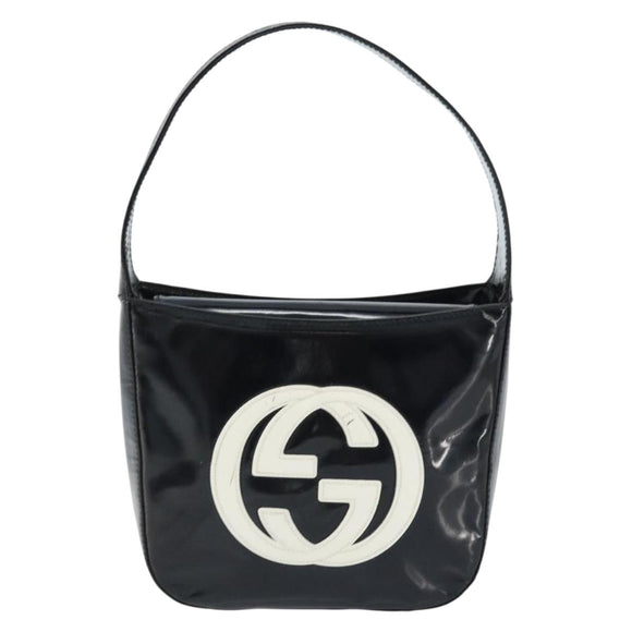 GUCCI Hand Bag Patent leather Black Silver 007 2046 0249 Auth 172096