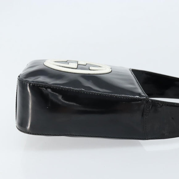 GUCCI Hand Bag Patent leather Black Silver 007 2046 0249 Auth 172096