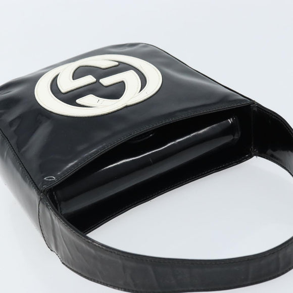 GUCCI Hand Bag Patent leather Black Silver 007 2046 0249 Auth 172096